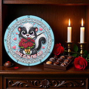 Süße Skunk Liebe Liegt In Der Luft Große Wanduhr