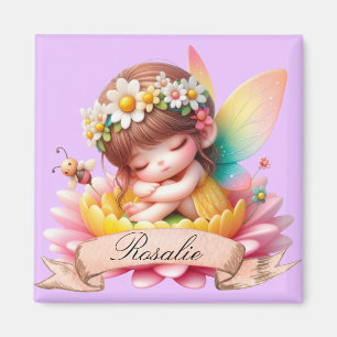Süße skurrile florale süße Träume schlafende Fee Magnet