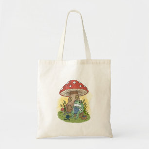 Süße skurrile Frosch-Strick-Illustration Tragetasche