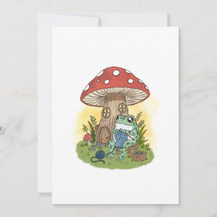 Süße skurrile Frosch-Strickillustration Einladung