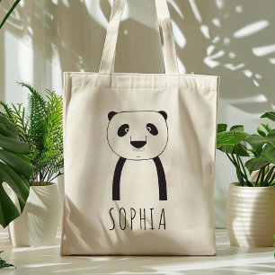 Süße skurrile Panda Schwarz Weiß personalisierte K Tragetasche