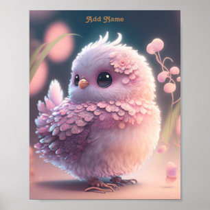 Süße skurrile rosa Babyeulen-Kinderzimmer-Druckvor Poster