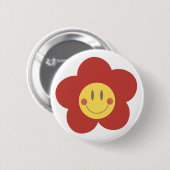 Süße Smiley-Blume Retro-Ästhetik Glückliches Gesic Button (Vorne & Hinten)