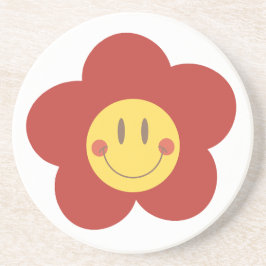 Süße Smiley-Blume Retro-Ästhetik Glückliches Gesic Getränkeuntersetzer