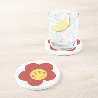 Süße Smiley-Blume Retro-Ästhetik Glückliches Gesic Getränkeuntersetzer
