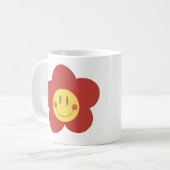 Süße Smiley-Blume Retro-Ästhetik Glückliches Gesic Kaffeetasse (Vorderseite Links)