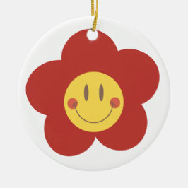 Süße Smiley-Blume Retro-Ästhetik Glückliches Gesic Keramik Ornament