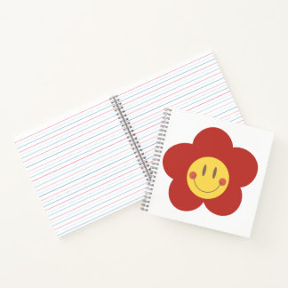 Süße Smiley-Blume Retro-Ästhetik Glückliches Gesic Notizblock