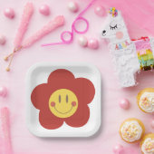 Süße Smiley-Blume Retro-Ästhetik Glückliches Gesic Pappteller (Party)