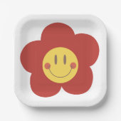 Süße Smiley-Blume Retro-Ästhetik Glückliches Gesic Pappteller (Vorderseite)