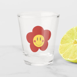 Süße Smiley-Blume Retro-Ästhetik Glückliches Gesic Schnapsglas