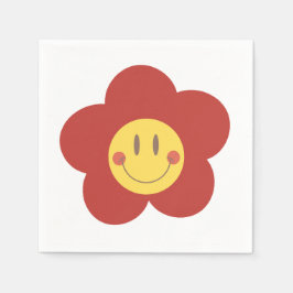 Süße Smiley-Blume Retro-Ästhetik Glückliches Gesic Serviette