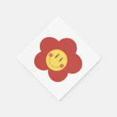 Süße Smiley-Blume Retro-Ästhetik Glückliches Gesic Serviette (Ecke)