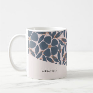 Süße Smokey Blaue Rosa Florale Rose Gold Glitzer-T Kaffeetasse