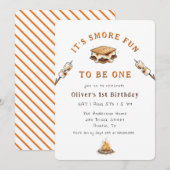 Süße Smores Camping 1. Geburtstag Einladung (Vorne/Hinten)
