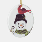 Süße Snowman- und Kardinalsverzierung Keramikornament (Rechts)