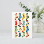 Süße Socken-Collage Postkarte (Stehend Vorderseite)