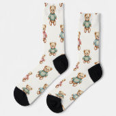 Süße Socken mit Weihnachts-Teddybär in Pullovern (Linkes Detail)