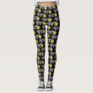 Süße Softball-Print Athleisure-Leggings in Schwarz Leggings