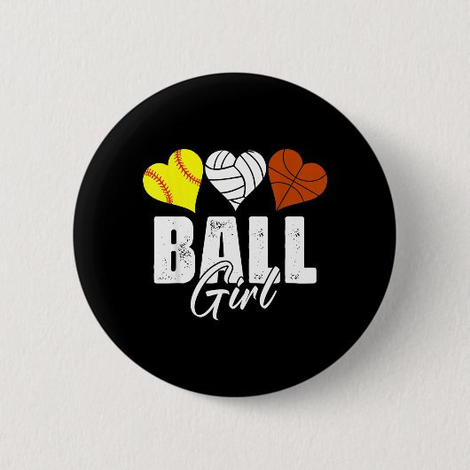 Süße Softball Volleyball Baseball Mädchen Herz Button (Vorderseite)