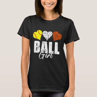 Süße Softball Volleyball Baseball Mädchen Herz T-Shirt