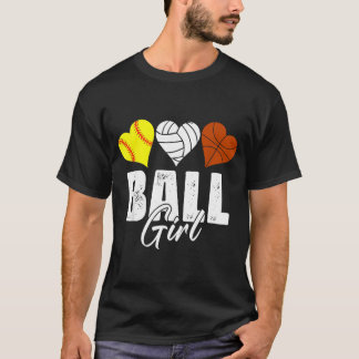 Süße Softball Volleyball Baseball Mädchen Herz T-Shirt