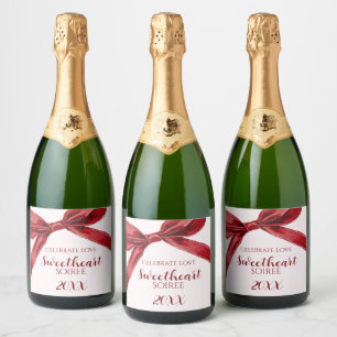 Süße Soiree Eleganter Bogen Valentinstag Party Schaumweinetikett