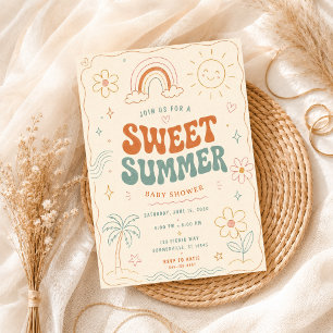 Süße Sommer-Baby-Party Retro-Pastell Einladung