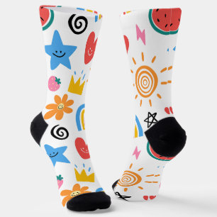 Süße Sommer-Doodle Whimsical-Nahtloses Muster Socken