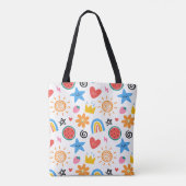 Süße Sommer-Doodle Whimsical-Nahtloses Muster Tasche (Rückseite)