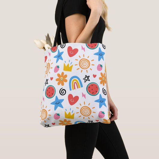 Süße Sommer-Doodle Whimsical-Nahtloses Muster Tasche (Von Nahem)