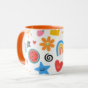 Süße Sommer-Doodle Whimsical-Nahtloses Muster Tasse