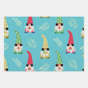Süße Sommer-Gnome, die Früchte halten, Muster  Geschenkpapier Set
