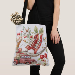 Süße Sommer Kirschen Denim Jacke Tasche