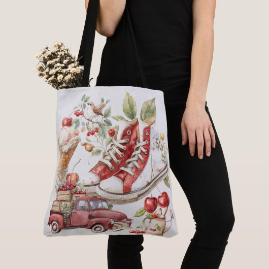 Süße Sommer Kirschen Denim Jacke Tasche (Von Nahem)