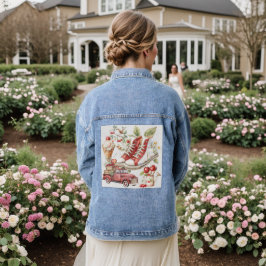 Süße Sommer-Kirschen-Denimjacke Jeansjacke