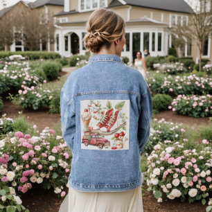 Süße Sommer-Kirschen-Denimjacke Jeansjacke