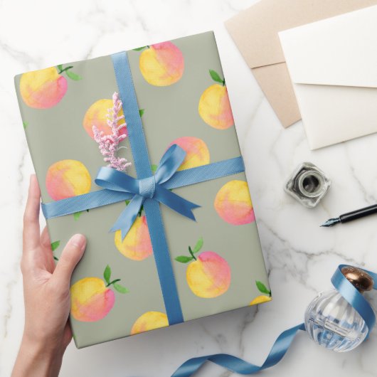 Süße Sommer-Pfirsich-Muster-Wrap-Papier Geschenkpapier (Schenken)