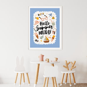 Süße Sommerferien-Zitat-Farbige Illustration Poster