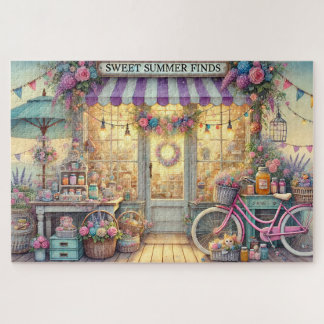 Süße Sommerfunde Strandladen mit rosa Fahrrad Puzzle