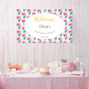 Süße Sommerparty-Wasserfarben-Illustrationsmuster Banner