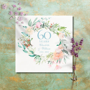Süße Sommerrosen-Girlande 60. / 75. Jubiläum Serviette