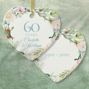 Süße Sommerrosen-Girlande 60. Hochzeitstag Keramik Ornament