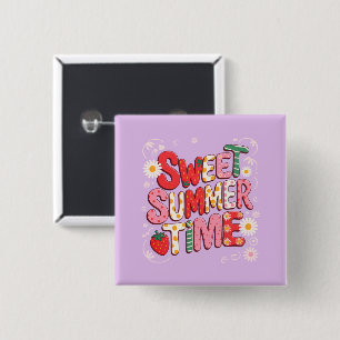 Süße Sommerzeit Coquette Erdbeere Retro Strand Button
