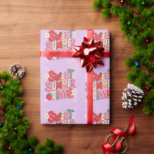 Süße Sommerzeit Coquette Erdbeere Retro Strand  Geschenkpapier