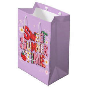 Süße Sommerzeit Coquette Erdbeere Retro Strand Mittlere Geschenktüte