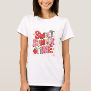 Süße Sommerzeit Coquette Erdbeere Retro Strand  T-Shirt
