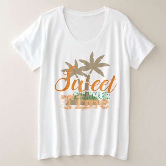 Süße Sommerzeit farbenfrohe Sommervibes Frauen Große Größe T-Shirt (Design vorne)