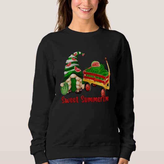 Süße Sommerzeit Gnome Watermelon Frucht Sweatshirt (Vorderseite)