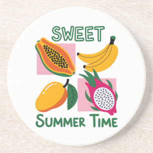 Süße Sommerzeit Tropisches Frucht Pop-Art-Design Getränkeuntersetzer